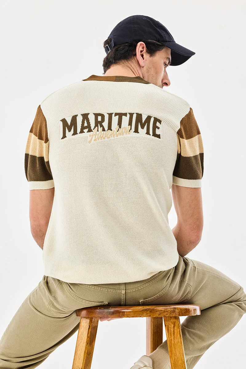 سنيتش Polo 100% Cotton Stripes Oversized T-Shirt